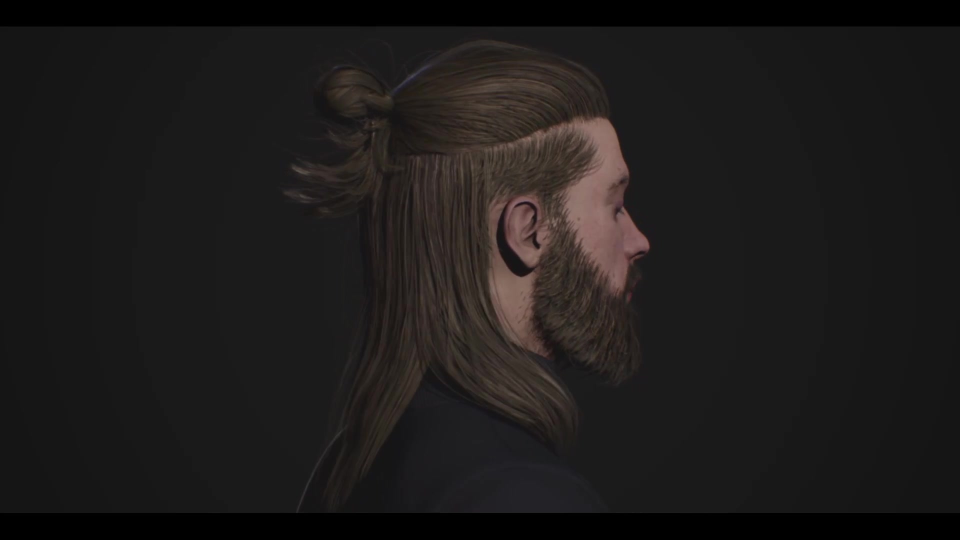 Side view of real-time hair artwork
